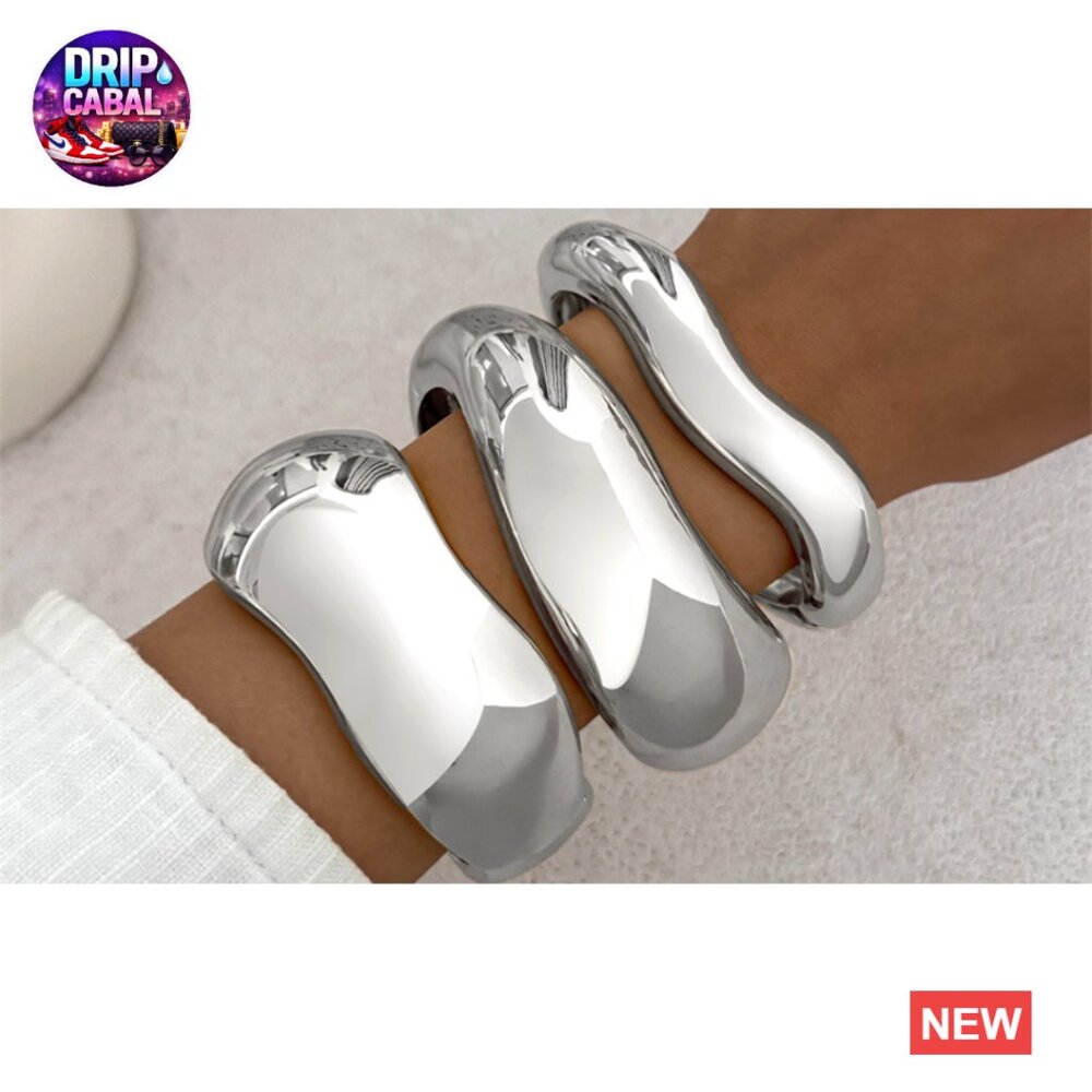 Chunky Gold Bangle Bracelets Stackable Statement … - image 7